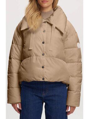 Noize Yasmin Women's Quilted Insulated Cropped Puffer Jacket in Desert Size XL